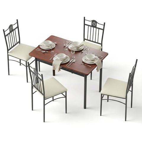 Darrahopens Furniture > Dining > Dining Set Artiss Dining Table and Chairs Set of 5 Compact Kitchen Furniture Upholstered