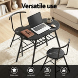 Darrahopens Furniture > Dining > Dining Set Artiss Dining Table Set 3PC Bistro Kitchen Storage Wine Rack Black Marble Style