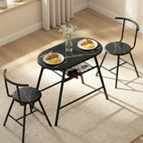 Darrahopens Furniture > Dining > Dining Set Artiss Dining Table Set 3PC Bistro Kitchen Storage Wine Rack Black Marble Style