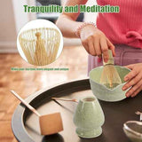 Darrahopens Furniture > Dining > Dining Set Black Complete Matcha Tea Ceremony Set - 4-Piece Japanese Traditional Whisk, Bowl, Whisk Holder & Scoop for Authentic Preparation at Home