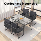 Darrahopens Furniture > Dining > Dining Set Gardeon 5PC Outdoor Dining Set Table and Chairs Patio Furniture Garden Bistro Set Black