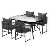 Darrahopens Furniture > Dining > Dining Set Gardeon 5PC Outdoor Dining Set Table and Chairs Patio Furniture Garden Bistro Set Black