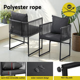 Darrahopens Furniture > Dining > Dining Set Gardeon 5PCS Outdoor Dining Set Table and Chairs Rope Patio Furniture Garden Black