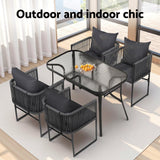 Darrahopens Furniture > Dining > Dining Set Gardeon 5PCS Outdoor Dining Set Table and Chairs Rope Patio Furniture Garden Black