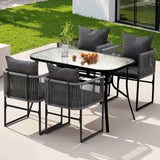 Darrahopens Furniture > Dining > Dining Set Gardeon 5PCS Outdoor Dining Set Table and Chairs Rope Patio Furniture Garden Black