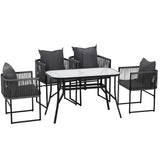 Darrahopens Furniture > Dining > Dining Set Gardeon 5PCS Outdoor Dining Set Table and Chairs Rope Patio Furniture Garden Black