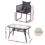 Darrahopens Furniture > Dining > Dining Set Gardeon 5PCS Outdoor Dining Set Table and Chairs Rope Patio Furniture Garden Black
