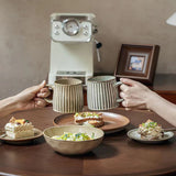 Darrahopens Furniture > Dining > Dining Set High-Fired Ceramic Stoneware Ribbed Stripe Mug 460ml Matt EARTHY GREY