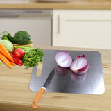 Darrahopens Furniture > Dining > Dining Set Titanium Cutting Board for Kitchen, Food-Grade 304 Stainless Steel Cutting Board, Suitable for Meat, Fruits and Vegetables (15.1 × 11 inches and 13.4 × 9 inches)