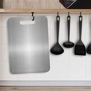 Darrahopens Furniture > Dining > Dining Set Titanium Cutting Board for Kitchen, Food-Grade 304 Stainless Steel Cutting Board, Suitable for Meat, Fruits and Vegetables (15.1 × 11 inches and 13.4 × 9 inches)