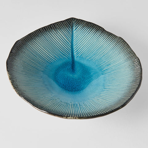 Darrahopens Furniture > Dining > Dining Tables Bowl Shallow Leaf Shape 25cm Sky Blue Glaze