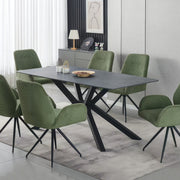 Darrahopens Furniture > Dining > Dining Tables Dining Table Rectangular Shape Green Sintered Stone Top Powder Coated Iron Legs
