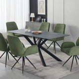 Darrahopens Furniture > Dining > Dining Tables Dining Table Rectangular Shape Green Sintered Stone Top Powder Coated Iron Legs