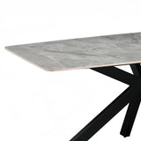 Darrahopens Furniture > Dining > Dining Tables Dining Table Rectangular Shape Grey Sintered Stone Top Powder Coated Iron Legs