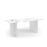 Darrahopens Furniture > Dining > Dining Tables Dining Table Sintered Stone Top MDF Table Base High Glossy White