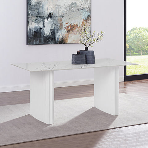 Darrahopens Furniture > Dining > Dining Tables Dining Table Sintered Stone Top MDF Table Base High Glossy White