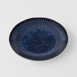 Darrahopens Furniture > Dining > Dining Tables Dinner Plate 23cm Ridged Indigo Blue Glaze