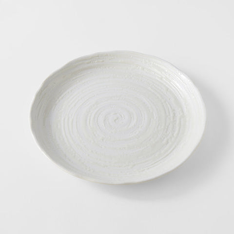 Darrahopens Furniture > Dining > Dining Tables Dinner Plate 24.5cm White Spiral Glaze