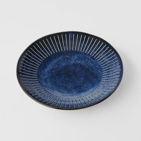 Darrahopens Furniture > Dining > Dining Tables Dinner Plate 25cm Ridged Indigo Glaze