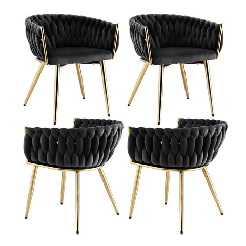 Darrahopens Furniture > Dining > Kitchen & Dining Chairs 1 Set of 4 Artiss Dining Chairs Velvet Armchair Black