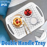 Darrahopens Furniture > Dining > Kitchen & Dining Chairs 2PCS Rectangular Serving Tray Double Handle Non Slip TPR Kitchen Display Plate
