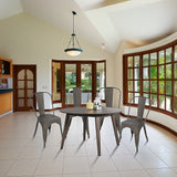 Darrahopens Furniture > Dining > Kitchen & Dining Chairs 4x Kitchen Dining Chairs Stackable Vintage Metal Chair Backrest Side Chair