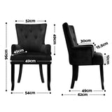 Darrahopens Furniture > Dining > Kitchen & Dining Chairs 6x Artiss Dining Chairs Velvet French Provincial Armchair Black