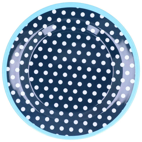Darrahopens Furniture > Dining > Kitchen & Dining Chairs 9in Imitation Porcelain Dinner Plate Decorative Reusable Snack Plate Lightweight Tableware for Cakes FruitDark Blue Dot In Australia - Darrahopens