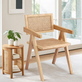 Darrahopens Furniture > Dining > Kitchen & Dining Chairs Artiss 1x Dining Chair Wooden Rattan Seat Rubber Wood Frame