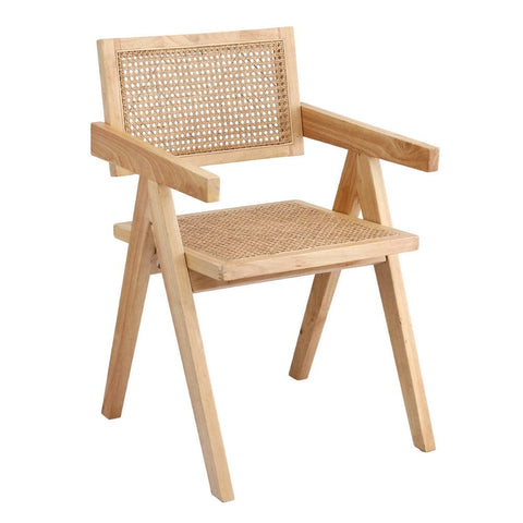 Darrahopens Furniture > Dining > Kitchen & Dining Chairs Artiss 1x Dining Chair Wooden Rattan Seat Rubber Wood Frame