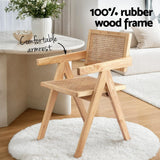 Darrahopens Furniture > Dining > Kitchen & Dining Chairs Artiss 1x Dining Chair Wooden Rattan Seat Rubber Wood Frame
