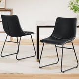 Darrahopens Furniture > Dining > Kitchen & Dining Chairs Artiss 2x Dining Chairs Retro PU Leather Kitchen Lounge Cafe Accent Chair Black