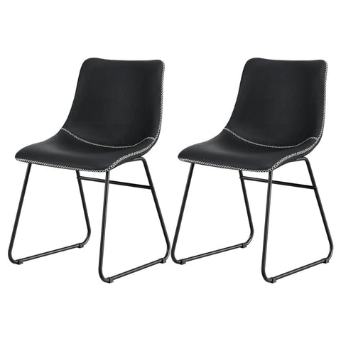 Darrahopens Furniture > Dining > Kitchen & Dining Chairs Artiss 2x Dining Chairs Retro PU Leather Kitchen Lounge Cafe Accent Chair Black