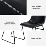Darrahopens Furniture > Dining > Kitchen & Dining Chairs Artiss 2x Dining Chairs Retro PU Leather Kitchen Lounge Cafe Accent Chair Black