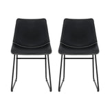 Darrahopens Furniture > Dining > Kitchen & Dining Chairs Artiss 2x Dining Chairs Retro PU Leather Kitchen Lounge Cafe Accent Chair Black