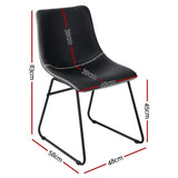 Darrahopens Furniture > Dining > Kitchen & Dining Chairs Artiss 2x Dining Chairs Retro PU Leather Kitchen Lounge Cafe Accent Chair Black