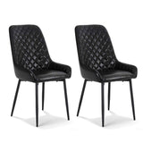 Darrahopens Furniture > Dining > Kitchen & Dining Chairs Artiss 2x Dining Chairs Retro PU Leather Kitchen Lounge Cafe Accent Chair Black