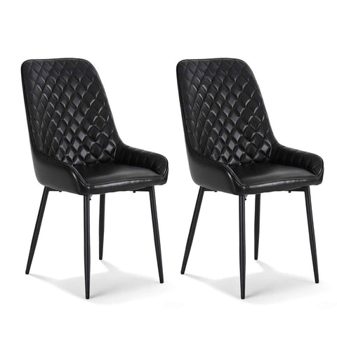 Darrahopens Furniture > Dining > Kitchen & Dining Chairs Artiss 2x Dining Chairs Retro PU Leather Kitchen Lounge Cafe Accent Chair Black