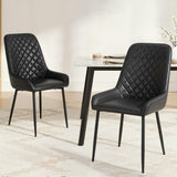 Darrahopens Furniture > Dining > Kitchen & Dining Chairs Artiss 2x Dining Chairs Retro PU Leather Kitchen Lounge Cafe Accent Chair Black