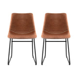 Darrahopens Furniture > Dining > Kitchen & Dining Chairs Artiss 2x Dining Chairs Retro PU Leather Kitchen Lounge Cafe Accent Chair Brown