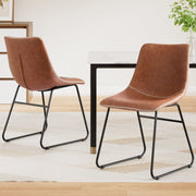 Darrahopens Furniture > Dining > Kitchen & Dining Chairs Artiss 2x Dining Chairs Retro PU Leather Kitchen Lounge Cafe Accent Chair Brown