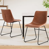 Darrahopens Furniture > Dining > Kitchen & Dining Chairs Artiss 2x Dining Chairs Retro PU Leather Kitchen Lounge Cafe Accent Chair Brown