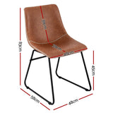 Darrahopens Furniture > Dining > Kitchen & Dining Chairs Artiss 2x Dining Chairs Retro PU Leather Kitchen Lounge Cafe Accent Chair Brown