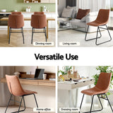 Darrahopens Furniture > Dining > Kitchen & Dining Chairs Artiss 2x Dining Chairs Retro PU Leather Kitchen Lounge Cafe Accent Chair Brown