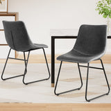 Darrahopens Furniture > Dining > Kitchen & Dining Chairs Artiss 2x Dining Chairs Retro PU Leather Kitchen Lounge Cafe Accent Chair Grey