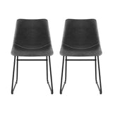 Darrahopens Furniture > Dining > Kitchen & Dining Chairs Artiss 2x Dining Chairs Retro PU Leather Kitchen Lounge Cafe Accent Chair Grey