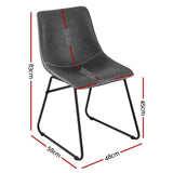 Darrahopens Furniture > Dining > Kitchen & Dining Chairs Artiss 2x Dining Chairs Retro PU Leather Kitchen Lounge Cafe Accent Chair Grey