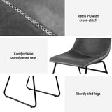 Darrahopens Furniture > Dining > Kitchen & Dining Chairs Artiss 2x Dining Chairs Retro PU Leather Kitchen Lounge Cafe Accent Chair Grey