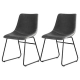 Darrahopens Furniture > Dining > Kitchen & Dining Chairs Artiss 2x Dining Chairs Retro PU Leather Kitchen Lounge Cafe Accent Chair Grey