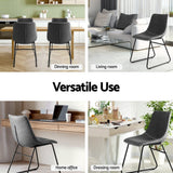Darrahopens Furniture > Dining > Kitchen & Dining Chairs Artiss 2x Dining Chairs Retro PU Leather Kitchen Lounge Cafe Accent Chair Grey
